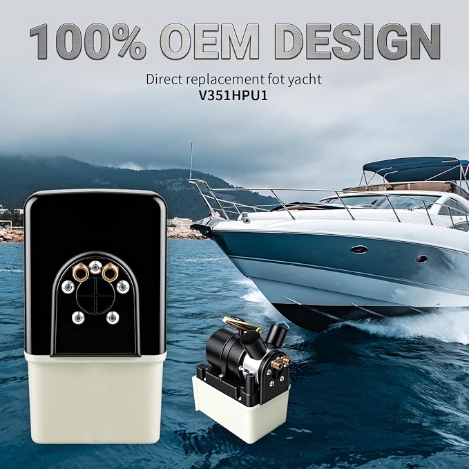 NEW V351HPU1 Hydraulic Power Unit 12V Replacement Compatible with Yacht Marine Trim Tab Pump -HPU w/ 2 Solenoid Valves