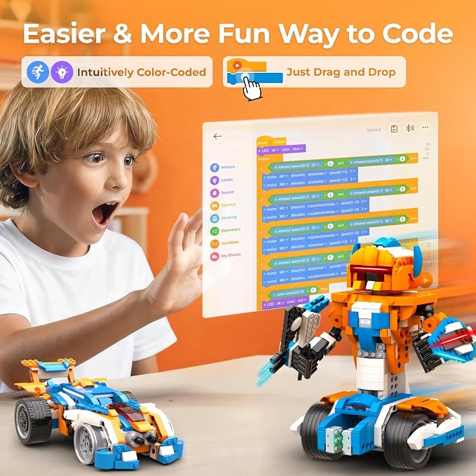 Apitor STEM Robotics Kits, Educational Toy Science Kits with Storage Box, App RC Toys Coding Robots for Kids 8 9 10 11 12 Years Old