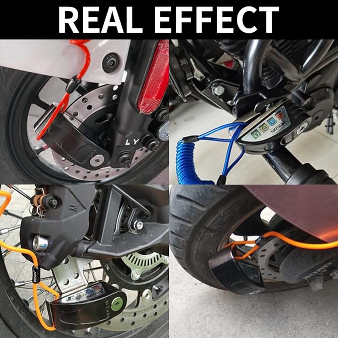 Motorcycle Locks Anti Theft Alarm System 130 db,Disc Lock Wheel Lock Heavy Duty aAnti Theft,Security Uncuttable Lock,Apply to Ebike Moped Mountain Moped Dirtbike,Motorcycle Accessories for Men