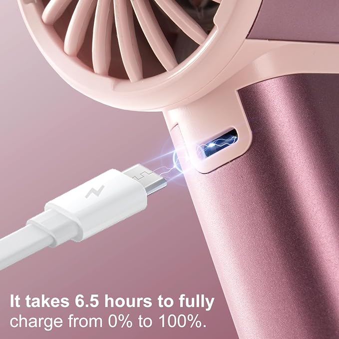 Handheld Turbo Fan with 1-100 Speed - 15H Max Cooling Mini Portable Fan, Metal Personal Air Cooler for Commute and Travel, Gifts for Men and Women, RoseGold