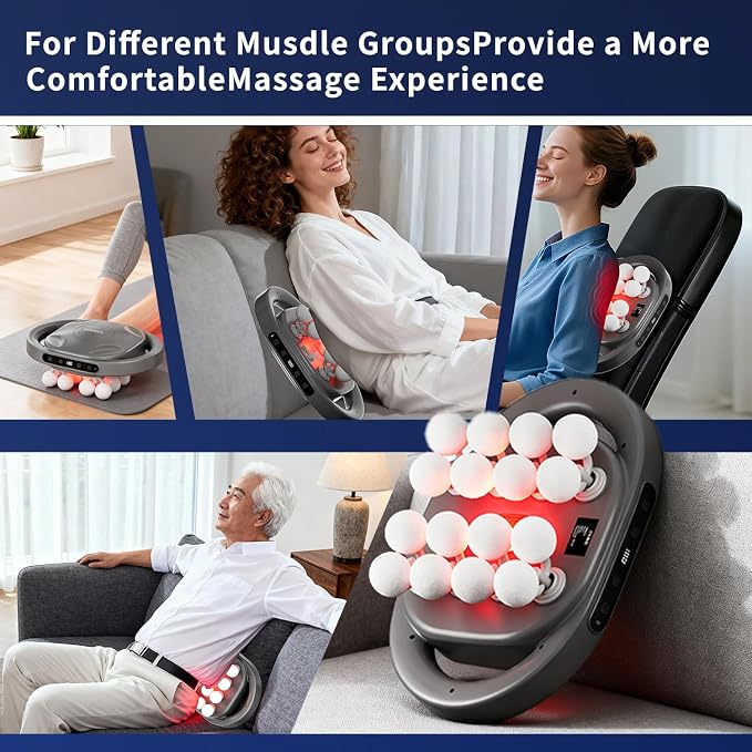 16-Head Massage Gun Deep Tissue Percussion Massager for Pain Relief, Handheld Electric Muscle Massager, Back, Neck, Shoulder & Full Body Therapy, Portable for Gym, Home, Travel