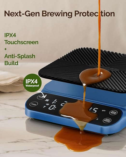 Maestri House S3 Coffee Scale with Timer, 3kg/0.1g Rechargeable Pour Over Coffee Scale, 3 Brew Modes, Adjustable Brew Ratios & Flow Rate Display, Scale for Pour Over, Espresso & French Press-Blue