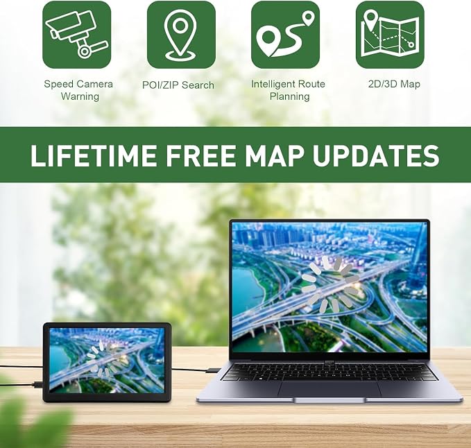 GPS Navigator for Car Truck RV - Navigation System, 2025 America/Canada/MX Maps Free Lifetime Update, Voice Guidance, Speed and Red Light Warning, 7 Inch Touchscreen Vehicle GPS para carros Trucker