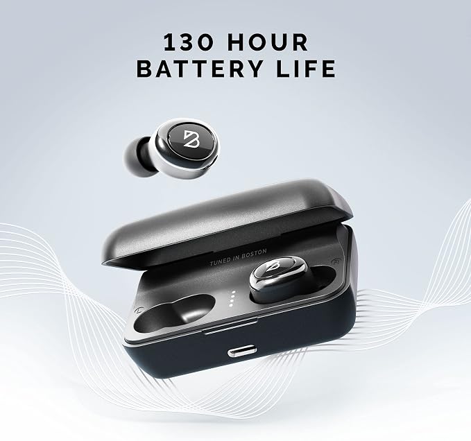 Back Bay Audio Duet 50 Pro – Sweatproof Wireless Bluetooth Earbuds, 130 Hour Long Battery Life for iPhone, Android, Mini Charging Case, TWS Headphones with Microphone, Gift for Runners