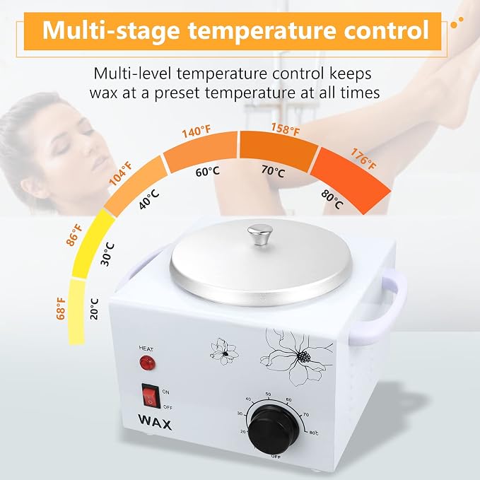 Professional Electric 1.5lb Wax Pot for Hair Removal,Single wax wammer with adjustable temperature Settings of 0-80°C,Wax Heater Machine for Body,Equipment for Precision Waxing