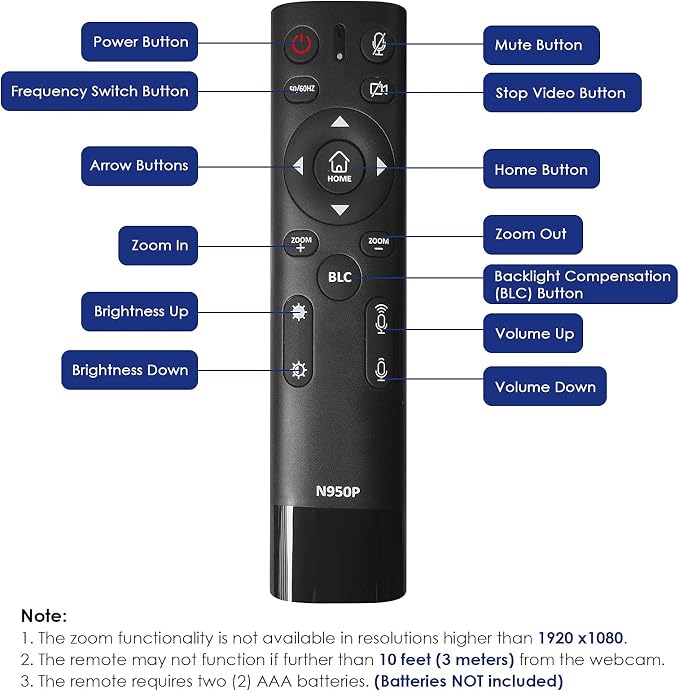 Zoom Certified, NexiGo N950P 4K Zoomable Webcam with Remote Control, Sony_Starvis Sensor, 5X Digital Zoom, Pro Web Camera with Dual Stereo Mics, for Zoom Skype Teams Twitch