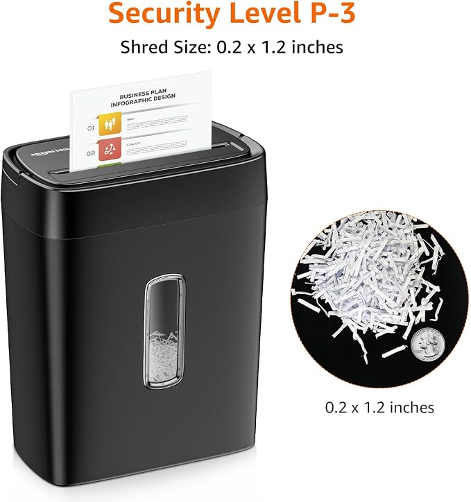 Amazon Basics 12-Sheet Cross-Cut Paper and Credit Card Shredder with Overheat Protection, Black (New Model)