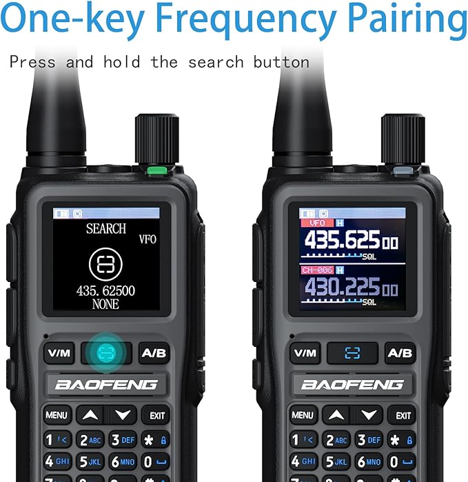 BAOFENG uv-5r mini Ham Radio,uv5r mini Handheld App Programming Walkie Talkies with 5W Power,Copy Frequency,999 Channels,USB-C Charging (Grey-2PACK)