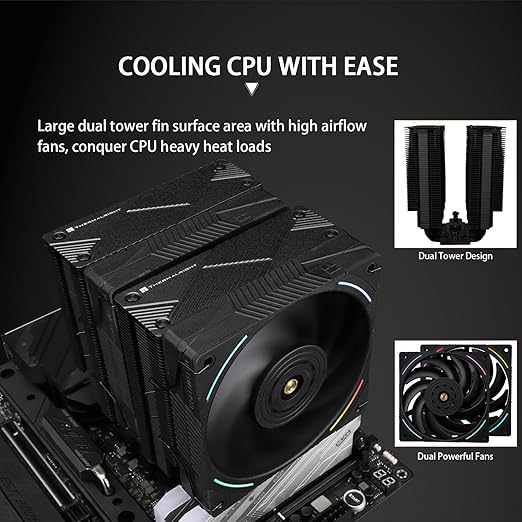 Thermalright Phantom Spirit 120 EVO CPU Cooler,7×6mm Heat Pipes CPU Air Cooler,Dual PWM Fan Computer Cooling,2150RPM Speed,for AMD AM4 AM5/Intel 1700/1150/1151/1200/17XX/2011/1851