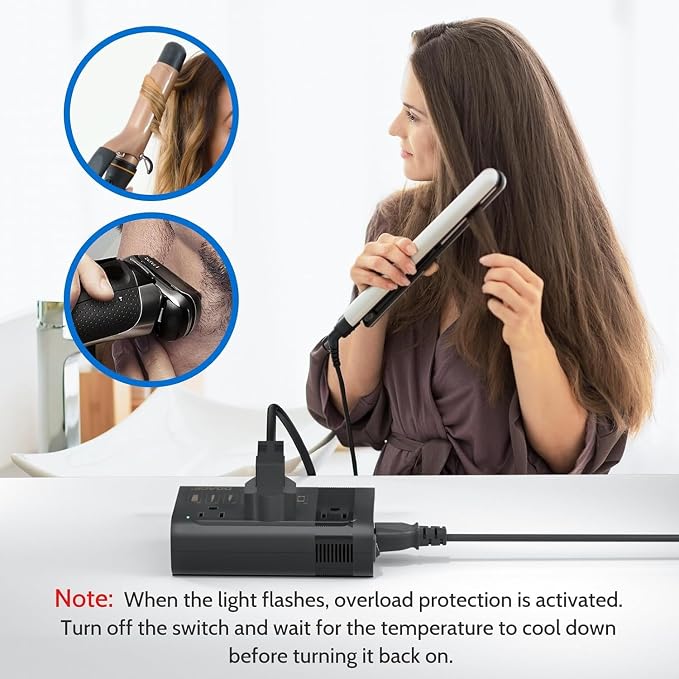 350W Voltage Converter, AI 220V to 110V Converter and 50Hz to 60Hz Transformer, Power Convertor Adapter Combo US to AU, UK, European Travel Plug Adapter for Hair Straightener Laptop Cell Phone
