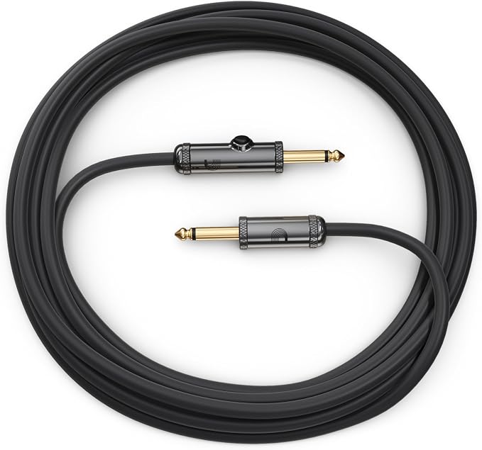 D'Addario Guitar Cable - Guitar Lead - Mute Switch for Silent Instrument Changes - 1/4 Inch Male to 1/4 Inch Male - Circuit Breaker Cable - 30 Feet/9.14 Meters - Straight Ends - 1 Pack