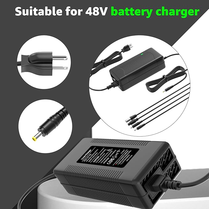 54.6V 2A Charger for 48V Lithium Battery Compatible with Battery Charger,Equipped with 4 Output Heads ﻿