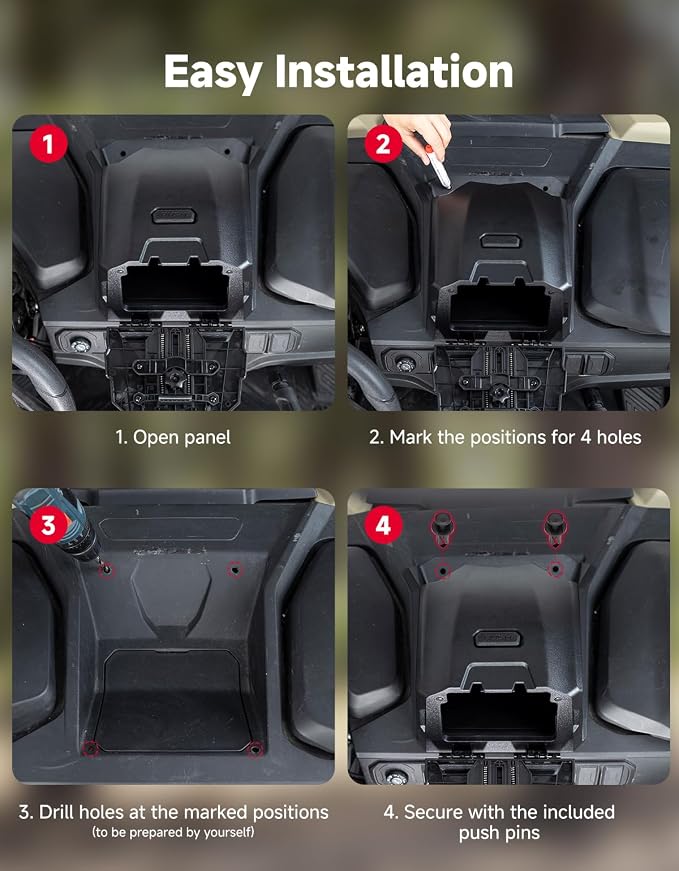 KEMIMOTO Tablet Mount Storage Box Electric Device GPS Mount | Compatible with 2023+ CFMOTO ZForce 950 Sport & Trail / ZForce 800 Trail G2 Phone Holder Adjustable Navigation Tablet Holder
