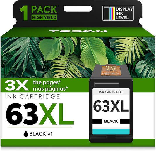 63XL Ink Cartridge Replacement for HP Ink 63 HP63 HP63XL Compatible for HP Officejet 4650 5258 5200 3830 5255 4655 4652 5252 Deskjet 3630 3634 1112 Envy 4510 4520 Printer 1-Pack Black