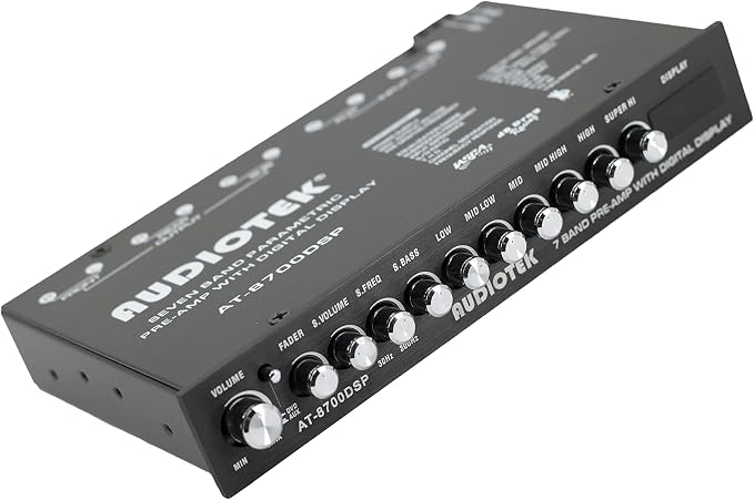 Audiotek 8700DSP 1/2 Din 7 Band Car Audio Equalizer EQ Front, Rear + Sub Output, Up to 7V RMS of Output, Gold-Plated RCA connectors for Best Audio Output for Car, Boat, RV, RTV, Motorcycle