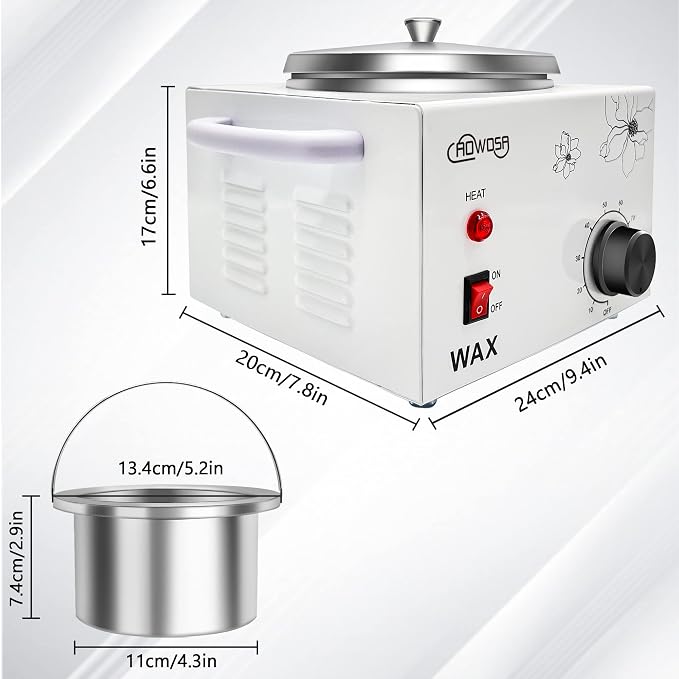 Single Wax Warmer Professional Electric Wax Heater Machine for Hair Removal, Large Waxing Pot Paraffin Facial Skin Body SPA Salon Equipment with Adjustable Temperature Set
