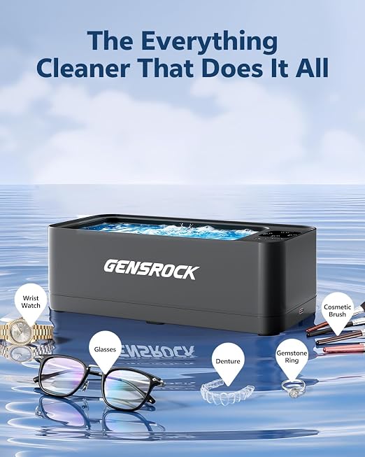 Ultrasonic Jewelry Cleaner, 48kHz Professional Silver Jewelry Cleaner & Diamond Ring Cleaner, 3 Modes, Scratch-Free 360ML Tank, Quiet Sonic Cleaner for Gold, Earrings, Glasses(Gray)