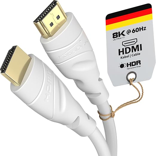 KabelDirekt – 8K / 4K HDMI Cable – 3.3ft & More HDMI Cables (0.5ft–75ft) – German-Engineered HDMI Cord – Supports 10K/8K@60Hz/4K@120Hz – HDMI Cable for HDTV, PC, PS5, Xbox, Switch, White