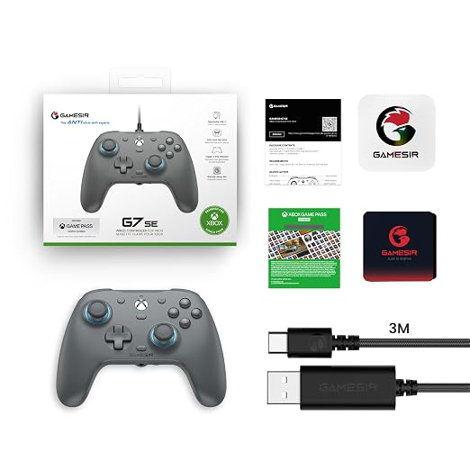 GameSir G7 SE Wired Controller for Xbox Series X|S, Xbox One & Windows 10/11, Plug and Play Gaming Gamepad with Hall Effect Joysticks/Hall Trigger, 3.5mm Audio Jack-Gray
