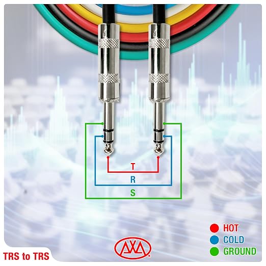 1/4-Inch TRS (Stereo) Multi-Colored Balanced Patch Cables Metal Connectors (6 Pack)