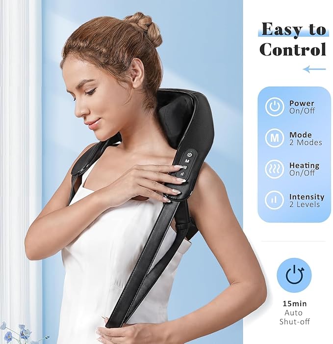 Valentine's Day Gift for Women Men, Neck and Shoulder Massager with Heat, Cordless Back and Neck Massager, 4D Shiatsu Deep Kneading Massagers for Shoulder, Back, Leg Neck Pain Relief, Home Office Use