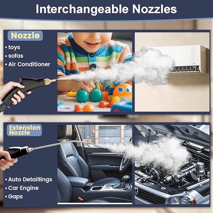 Portable High-Pressure Handheld Steam Cleaner, 14-Piece Accessories, 6 Steam Levels, 15s Heat-Up,chemical-free Cleaning Tile, Grout, Dirt, Grease & Car Detailing (black＆Red)