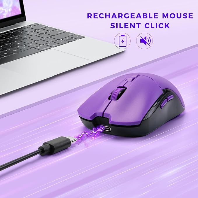 KOPJIPPOM Silent Wireless Keyboard and Mouse Combo - Keyboard with Large Print Cover, 2.4GHz Full-Sized Ergonomic Keyboard with Wrist Rest and Mouse for Laptop, PC, Notebook, Desktop