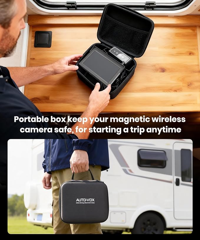 AUTO-VOX S4B Wireless Backup Camera Bundle: Includes 4PIN USB Cable & S4B CAM, Split-Screen Display, Quick Install, IP69K Waterproof, Ideal for Truck, Trailer, or Car