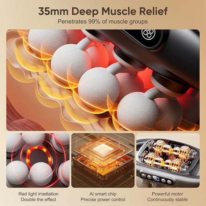 16 Head Massage Gun Deep Tissue - 2026 Upgrade 16-Drive Percussion Muscle Massager with 3 Modes & 30 Intensities, Portable Quiet Massager for Legs, Waist, Back, Neck, Shoulder, Muscles Pain Relief