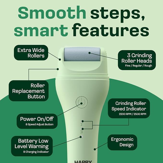 Electric Callus Remover & Foot Deodorizer Spray Bundle - Pedicure Tool + Talc-Free Non-Aerosol Odor Control (Eucalyptus Mint)