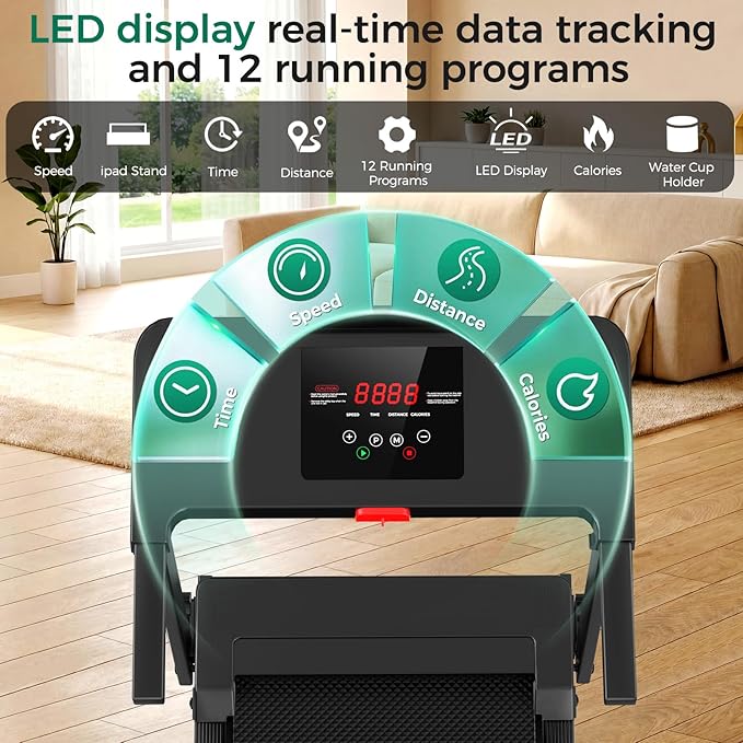 Walking Pad Treadmill with 8% Incline, 0.6-3.8MPH Foldable Treadmills with Remote for Small Home, 3.0HP Compact Walking Pad with Handle Bar, Easy Assembly, 350 LBS