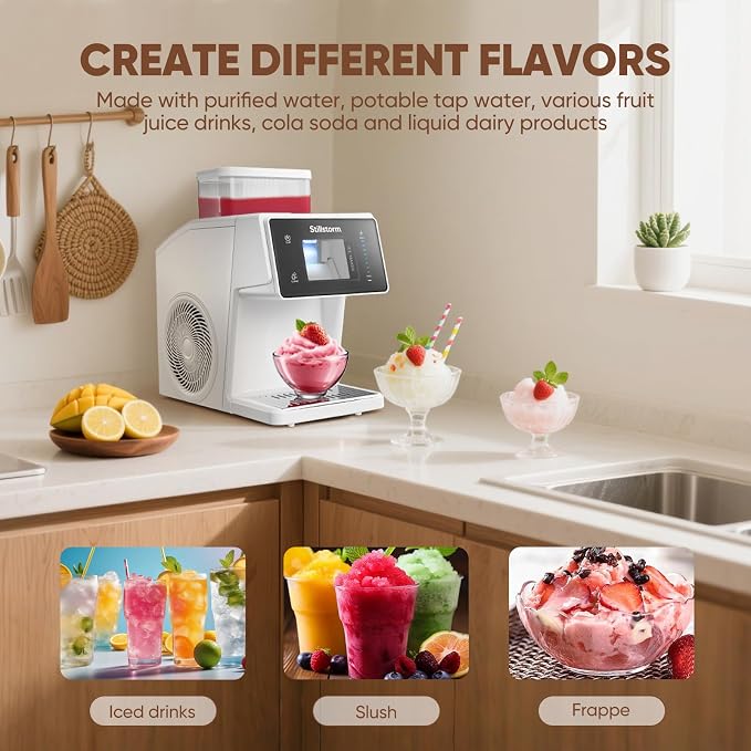 Stillstorm Shaved Ice Machine Snow Cone Maker No Ice Needed，Snowflake Machine with RapidChill Technology, Auto-Clean SUS304, Adjustable Speed Snowflake Maker for Home, Party, Bar...