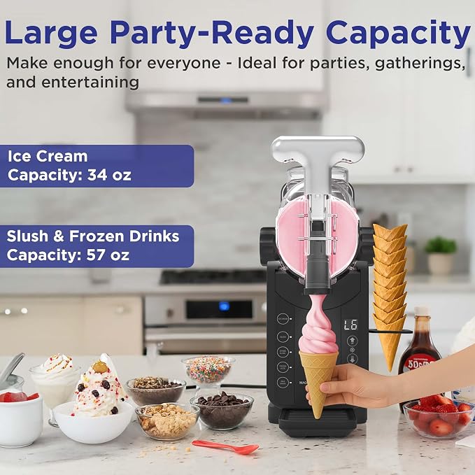 Magnavox Home, Ice Cream & Frozen Slush Drink Maker, Onyx (34OZ IceCream or 57OZ Slush at a Time)