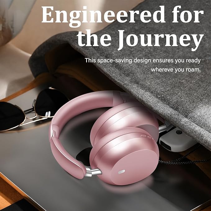 Wentronic Y04 Wireless Bluetooth Over-Ear Headphones – Immerse in Every Beat with Active Noise Cancelling & Hi-Res Sound, 48H Playtime, Soft Ear Cushion for All-Day Comfort, Pink