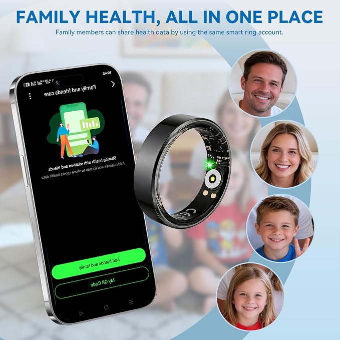 Smart Fitness Ring for Men and Women – Lightweight & Barely‑There Feel, Track Heart Rate, Stress, Sleep, Steps & SpO2, Ultra‑Slim 6mm,10ATM Waterproof, No Subscription Fee, Black 13