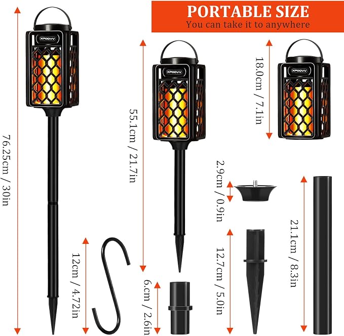 Gifts for Men Him Husband Boyfriend, Waterproof Bluetooth Speaker with LED Torch Flame Lights, 10W Deep Bass for Patio Porch Garden Backyard Birthday Gifts (2 Pack)