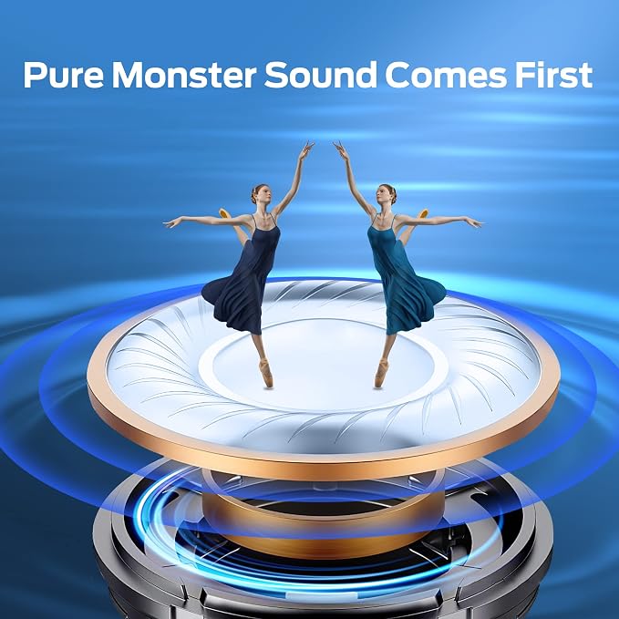 Monster Aria Air Conduction Headphones, Open Ear Wireless Bluetooth Headset, Lightweight Sport Headphones with ENC Clear Talk, 8H Playtime for Running, Cycling, Hiking, Driving(Black
