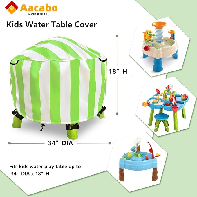 Water Table Cover Spiralin' Seas Waterpark Outdoor Sand Water Play Table Cover 34X34X18 inch-(Cover only)-Green