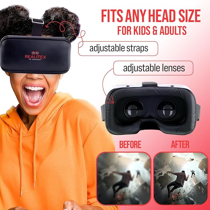 3D VR Headset for Kids + Android Remote - for iPhone & Android Phones | with 3D VR Videos & Apps Links | Virtual Reality Goggles Set for Beginners