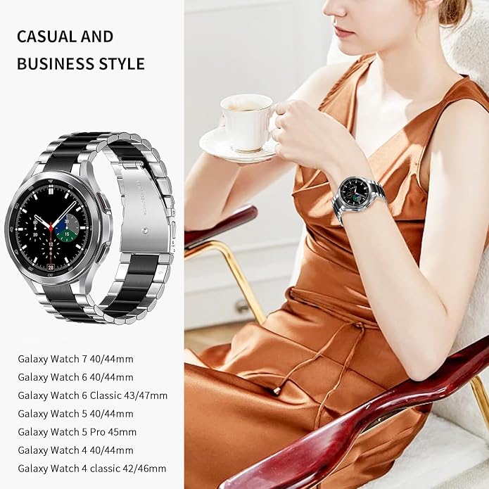 GOLDTOLUCK No Gap Stainless Steel Band Compatible with Samsung Galaxy Watch 8 7 6 5 4 Classic FE Pro Ultra 40mm 44mm 46mm 43mm 47mm 45mm 42mm Replacement Men Women Milanese Metal Elegant Casual