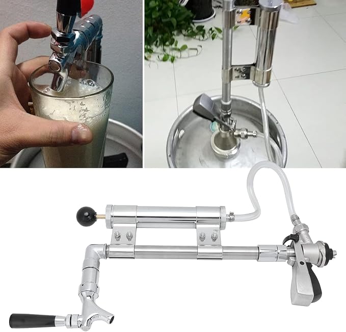 G5/8 Heavy Duty Beer Keg Pump Kit 8inch Keg Tap Keg Pressurize Pump Kit with Dispenser Beer Faucet S~Type Coupler for Bars, Pubs, Restaurants, Hotels,Homes,Draft Beer Accessories(8in Type S)