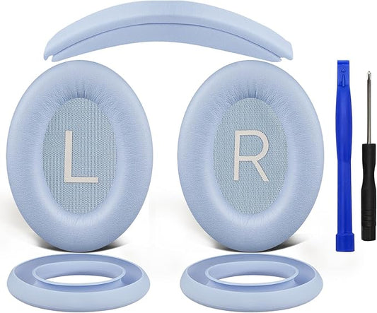 SOULWIT Replacement Kit for Bose QuietComfort 45 (QC45)/Quiet Comfort 35 (QC35, QC35II)/QC SE/QC Wireless Headphones, Ear Pads Cushions + Headband + Silicone Earpads Cover Protector - Moonstone Blue