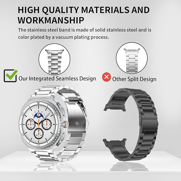 GOLDTOLUCK No Gap Stainless Steel Band Compatible with Samsung Galaxy Watch 8 7 6 5 4 Classic FE Pro Ultra 40mm 44mm 46mm 43mm 47mm 45mm 42mm Replacement Men Women Milanese Metal Elegant Casual
