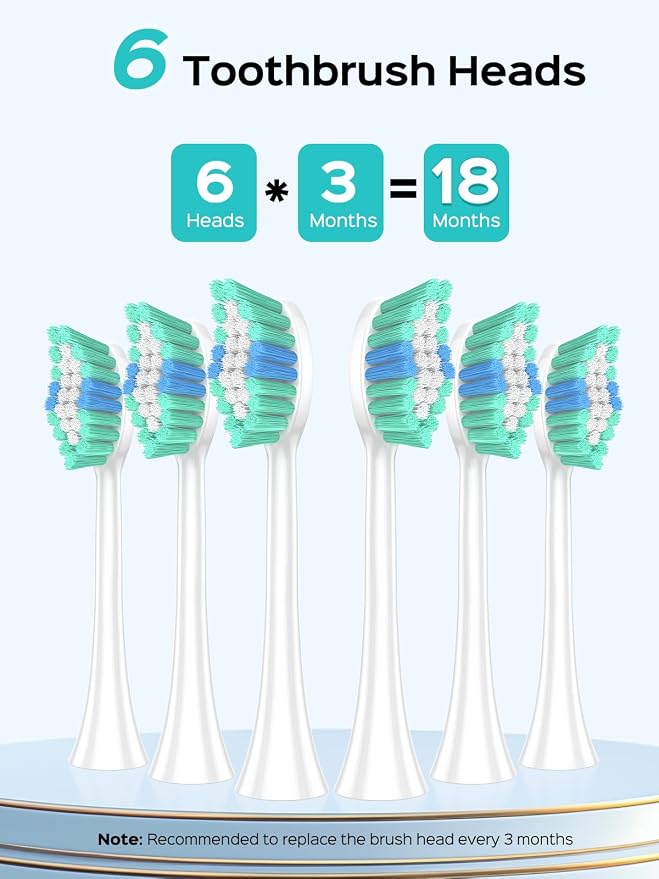 COSLUS Electric Toothbrush for Adults and Kids: Wireless Rechargeable Tooth Brush with Portable Travel Case, 5 Modes 47000 VPM Power Toothbrushes 6 Brush Heads 1 Charge for 70 Days 2 Items