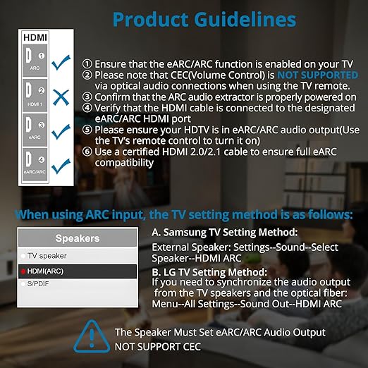 AUTOUTLET HDMI eARC/ARC to Optical Audio Cable, 192kHz/24bit 1.5M/5FT Hdmi eARC to Optical Converter, Integrated Desgin, Plug and Play, Supports PCM 2.0, Dolby Digital 5.1, DTS 5.1 (NOT Support CEC)