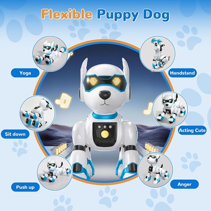 okk Robot Dog for Kids, Remote Control Dog and Touch Voice Interactive, Programmable Robot with lmitation Show, Sing Dance Electronic Pet, Smart Gesture Sensing Puppy Gift for Boys Girls