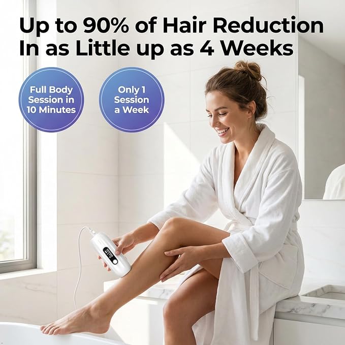 FrostLite Pro Ice Cooling IPL Laser Hair Removal Device - At Home Gentle & Painless Hair Reduction for Smooth, Hair-Less Skin on Body for Women and Men