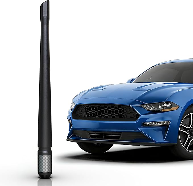 TEKK Carbon Fiber Short Antenna Compatible with Ford Mustang 1994-2009/7.9 Inches Premium Flexible Rubber/Designed for Enhance FM/AM Radio Signal Reception