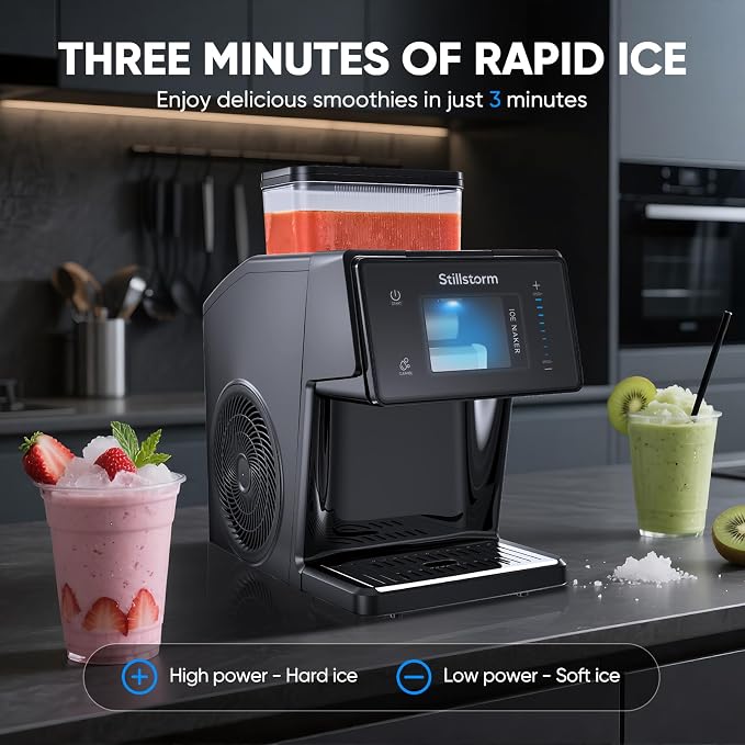 Stillstorm Shaved Ice Machine Snow Cone Maker No Ice Needed，Snowflake Machine with RapidChill Technology, Auto-Clean SUS304, Adjustable Speed Snowflake Maker for Home, Party, Bar...