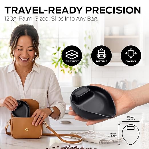 Digital Coffee Scale, 0.1g Precision USB-C Rechargeable Espresso Scale | Espresso Kitchen Scale ABS Black mini coffee scale coffee weight scale espresso measuring cup pour over gift Coffee Lovers